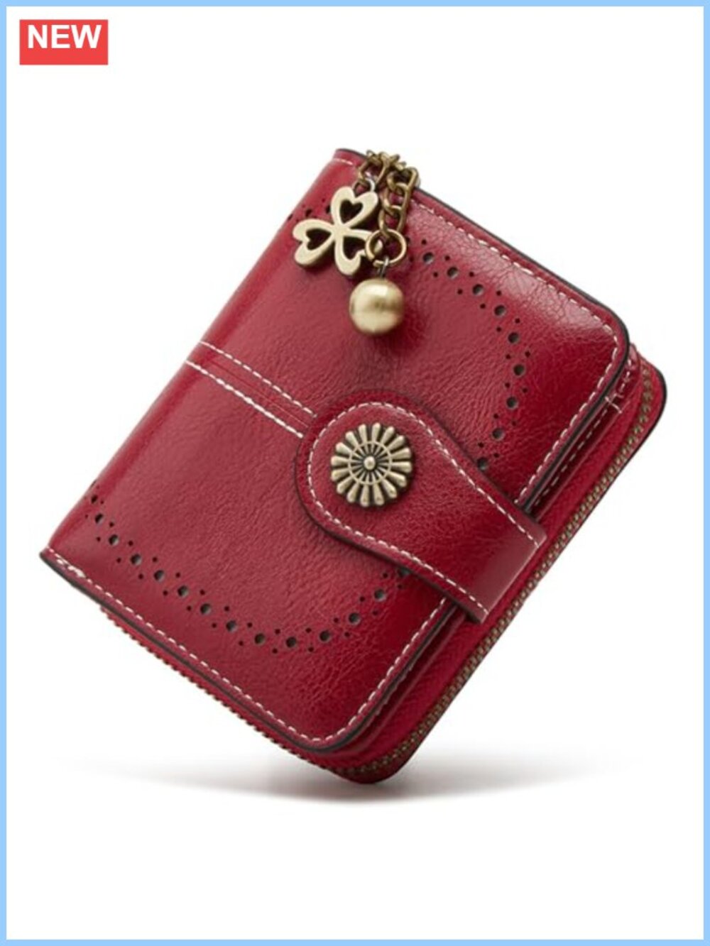 Small Bifold Wallet Faux Leather RFID Blocking Zipper Coin Pocket